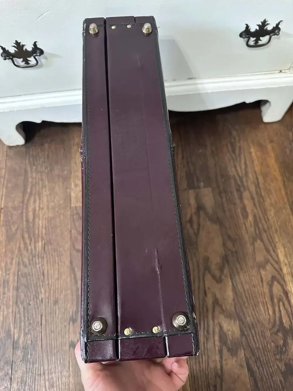 Vintage Heritage Top Grain Leather Hard Shell Briefcase in Burgundy